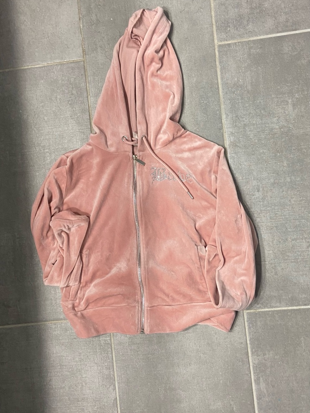 Juicy Couture Plush Zip-Up Hoodie Jacket - Dusty Pink